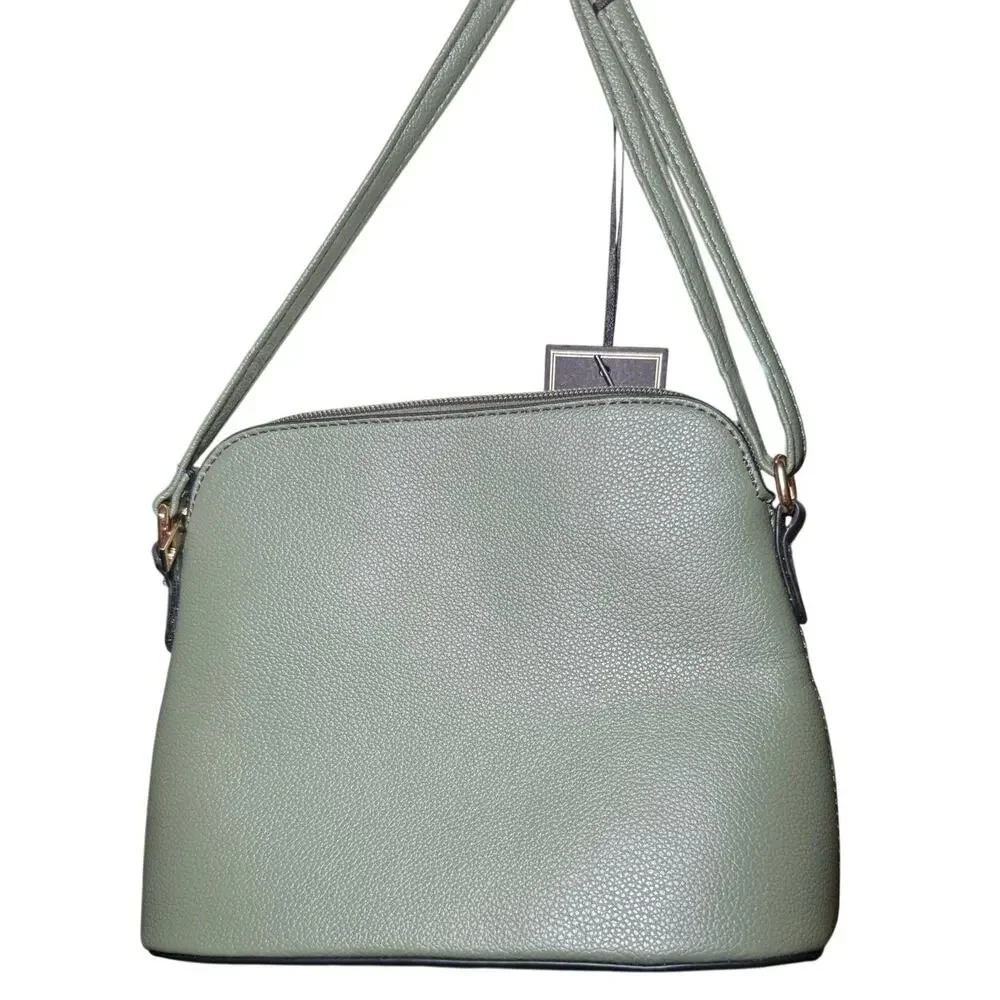 Deluxity Sage Green Quilted Crossbody Bag, Gold Hardware Tassels, NWT